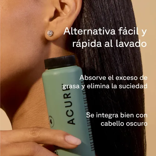 Miniatura 4 de Acure Champú Seco - Champú en polvo mini para mujeres con cabello castaño oscuro y negro, cuidado para refrescar el color teñido tratado con romero
