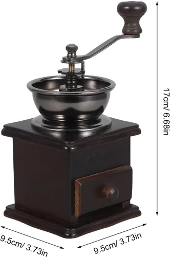 Miniatura 2 de Generic Molinillo de café manual vintage, molinillo portátil de grano de café para café expreso turco, ideal para camping y hogar, marrón oscuro