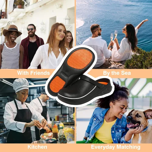 Miniatura 6 de JSWEI Zapatos de cocina unisex para adultos, antideslizantes, resistentes al agua, para hombres, mujeres, enfermeras, jardineros, interiores