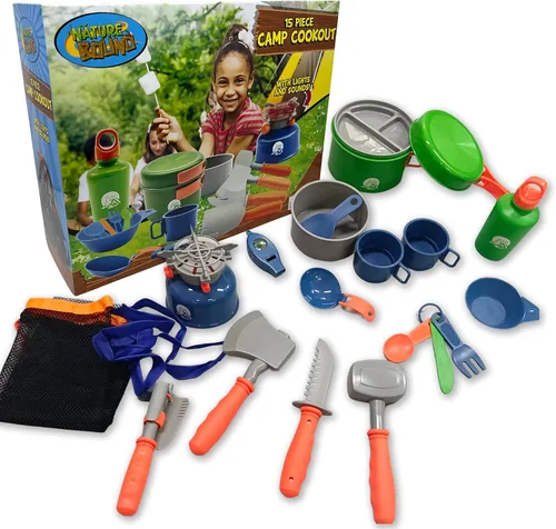 Nature Bound Camp Cookout Set - un emocionante juego de campamento de 15 piezas para niños, juguete perfecto para jugar al aire libre para niños