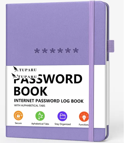 Miniatura 13 de Libro de contraseñas con pestañas alfabéticas - Organizador de direcciones de Internet y contraseñas de tapa dura - Cuaderno de contraseñas para Rosa