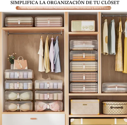 Miniatura 3 de Neprock Organizador de cajones de ropa interior, organizador apilable de brasier para armario, caja de almacenamiento de 1 celda de acrílico