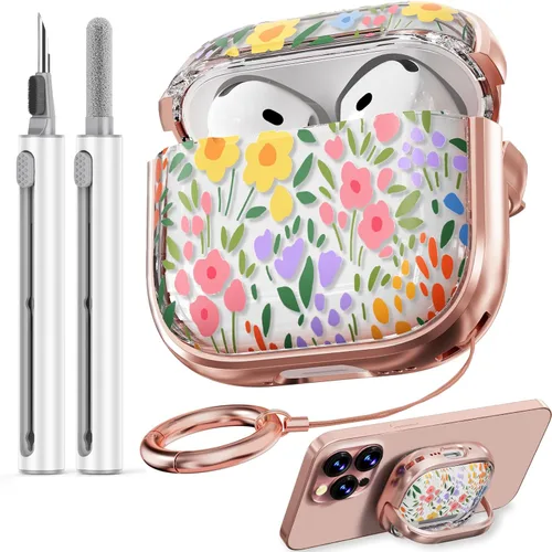 Miniatura 30 de Inesore Funda para AirPods Pro 3 2025 con cerradura, funda transparente floral para mujeres, compatible con Apple Airpods Pro de 3ª