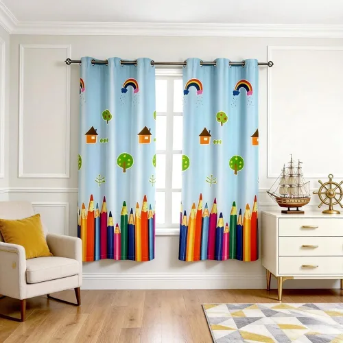 Miniatura 5 de MYRU 1 par de cortinas de comedor, cortinas de oscurecimiento de habitación de niños, decoración de habitación para dormitorio de niños, lápiz