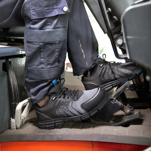 Miniatura 4 de SPIEZ Zapatos de seguridad para hombre, extra ligeros, transpirables, con punta compuesta, tenis de trabajo negro y azul US 7.5-12