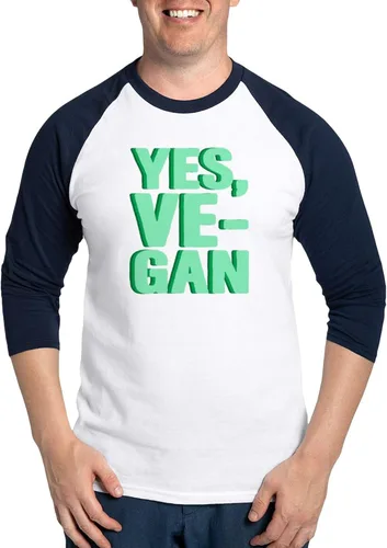 Miniatura 6 de CafePress Plant Based Diet Vegetarian Vegani Baseball Jersey Men's Cotton Baseball Jersey, 3/4 Raglan Sleeve Shirt
