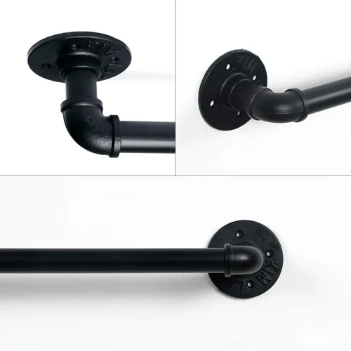 Miniatura 3 de HouseAid Toallero industrial de 18 pulgadas, toallero rústico de granja, barra de toalla de estilo vintage para baño, montaje en pared, negro mate