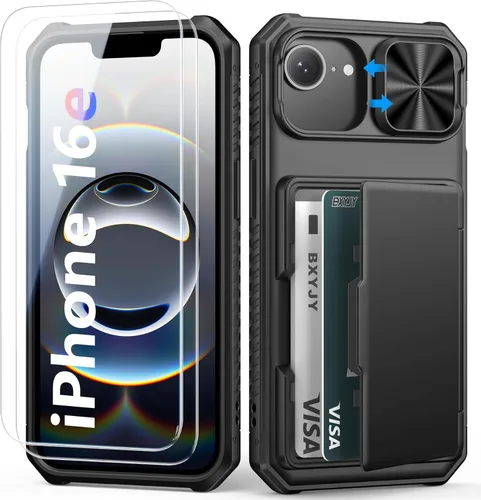 Miniatura 27 de BXYJY Funda tipo cartera para iPhone 15 Pro con tarjetero (4-5 tarjetas) y cubierta deslizante para cámara y soporte, protección contra caídas