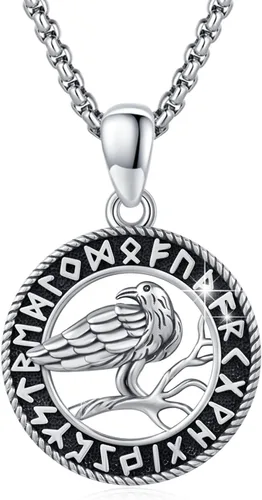 Viking Animal Necklace 925 Sterling Silver WolfRavenDeerFoxSnake Necklace Viking Witcher Medallion Vegvisir Witcher Necklaces Viking Jewelry for Men