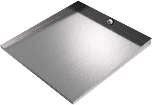 Bandeja de lavadora de carga frontal de 32 x 30 pulgadas con drenaje (acero inoxidable) | Prevención de daños por agua | Sin fugas | Fabricado en