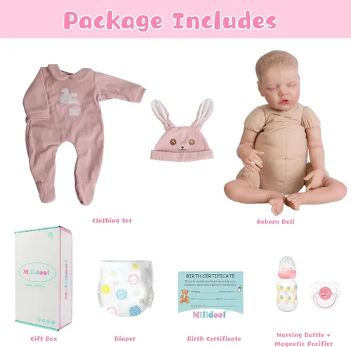 Miniatura 5 de Milidool Muñecas de Bebé Renacidas Realistas - Muñecas de Bebé Recién Nacida Realistas Posicionables de 18 Pulgadas, Cuerpo de Tela Suave Muñeca
