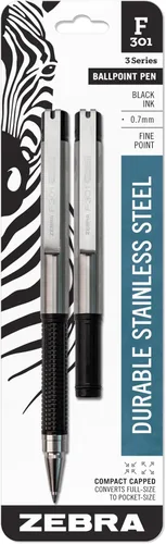 Miniatura 7 de Zebra Pen F-301 - Bolígrafo compacto de acero inoxidable, punta fina de 0.7mm (0.028 in), 1 unidad: tinta de fácil deslizamiento, agarre