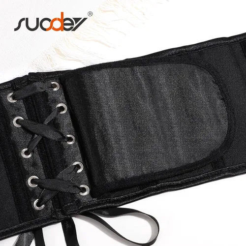 Miniatura 48 de SUOSDEY Cinturón de corsé de jacquard para mujer, corsé pirata steampunk renacentista con cordones y cordones