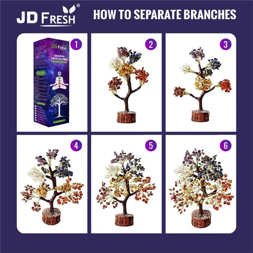 Miniatura 6 de JD FRESH Árbol de cristal de 300 cuentas de 7 chakras, pieza de exhibición de buena suerte y energía positiva/pieza de exhibición para sala