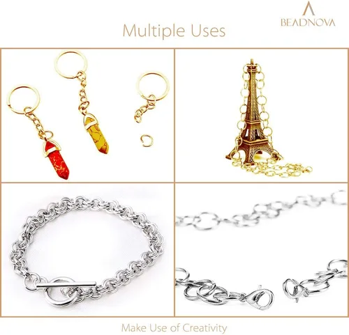 Miniatura 5 de BEADNOVA Anillos de salto de 4 mm plateados para hacer joyas Anillos abiertos para llaveros y reparación de collares (1200 piezas)