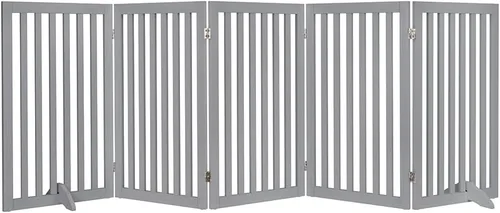 Miniatura 18 de unipaws Puerta para mascotas de pie libre de 24 pulgadas de alto para perros y gatos, puertas de madera para puerta, escaleras, valla plegable