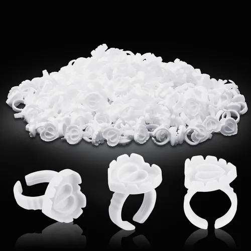Miniatura 9 de Pretty memory - Anillos de pegamento para extensiones de pestañas, 100 unidades, anillos de pestañas inteligentes, con forma de corazón, soporte