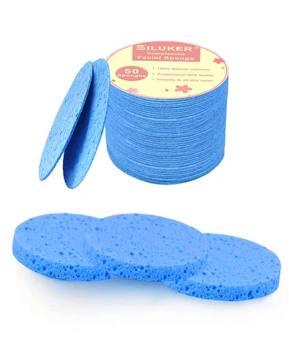50 esponjas faciales comprimidas para limpieza diaria y exfoliación suave, esponja de celulosa 100% natural, perfecta para eliminar la piel muerta,
