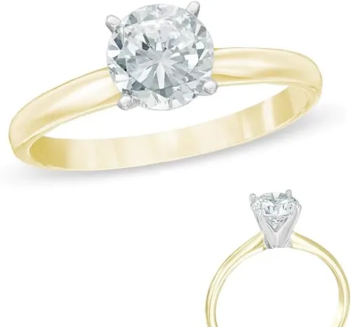 Miniatura 3 de Anillo de compromiso de 1.0 quilates con cuatro puntas con certificación IGI de diamantes hechos en laboratorio redondo en oro blanco de 14 k