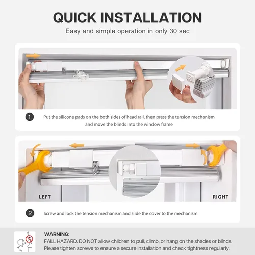 Miniatura 5 de LazBlinds Mini Persianas de Aluminio de 1", Sin Herramientas-Sin Taladro, Persianas Sin Cordón para Ventanas Interiores, Persianas Horizontales