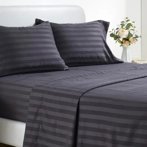 Miniatura 17 de SLEEP ZONE Juego de Sábanas Refrescantes a Rayas Queen - Juego de Sábana Ajustable, Sábana Plana y Fundas de Almohada de 4 Piezas - Sábana de Cama a
