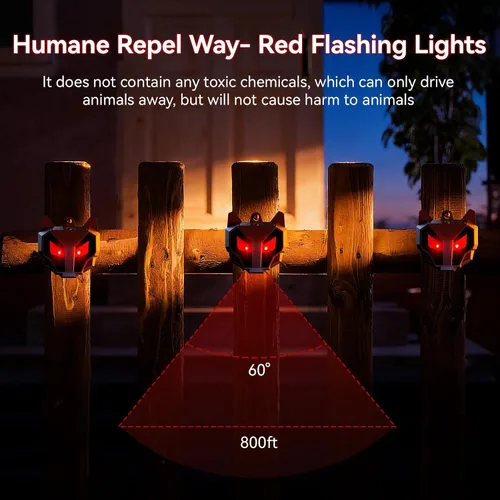 Miniatura 3 de 2025 - Repelente solar nocturno de animales para coyote, mapache, ciervo, zorro, zorrilla, depredador, ojos, disuasorio de animales para gallinero