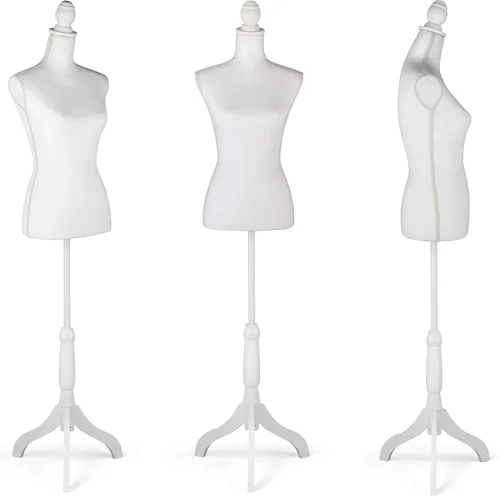 Miniatura 3 de Maniquí de cuerpo de maniquí de altura ajustable con trípode para ropa, vestido de mujer, exhibición de joyas, color blanco