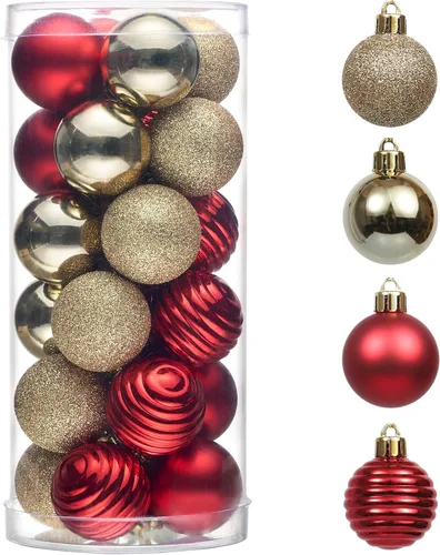 Miniatura 13 de Valery Madelyn - Juego de adornos pequeños de 1.57 pulgadas para árbol de Navidad, adornos de bolas colgantes inastillables para decoración de dorado
