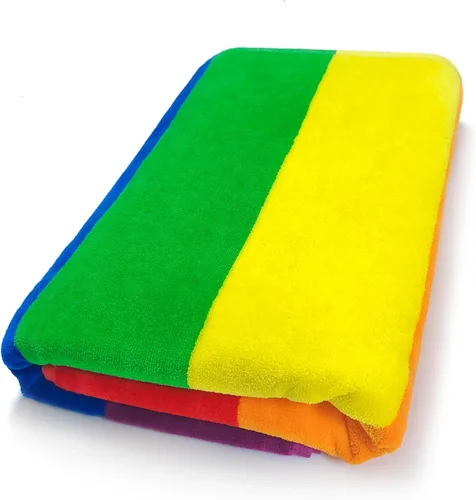 Miniatura 5 de Softerry Gay Flag - Toalla de playa LGBTQIA+ Pride Parade de 30 x 60 pulgadas, esponjosa, 450GSM, colores vibrantes, absorbente, 100% algodón Arco