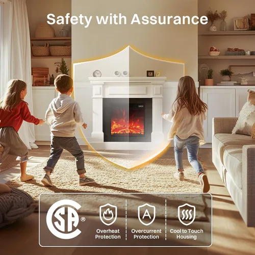 Miniatura 6 de Chimenea eléctrica de 40 pulgadas con repisa, chimenea eléctrica de 18 pulgadas, llama 3D altamente realista, botón y control remoto, mantel