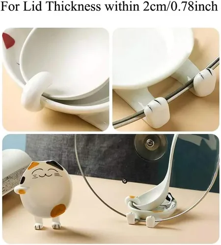 Miniatura 3 de Soporte de cuchara de cerámica multifuncional para cocina, con forma de gato, soporte para utensilios de cocina, soporte para tapa de olla, soporte