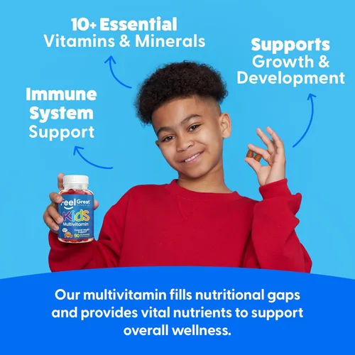 Miniatura 5 de Gomitas multivitamínicas Feel Great Kids Vitaminas con sabor a cítricos y fresa para niños Gomitas multivitamínicas con vitamina D para el apoyo