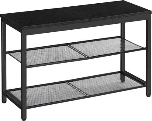 Miniatura 13 de HOOBRO Banco para Zapatos, Zapatero de 3 Niveles, Organizador Industrial de Zapatos Banco de Almacenamiento, Banco de Entrada de 19.7 pulgadas