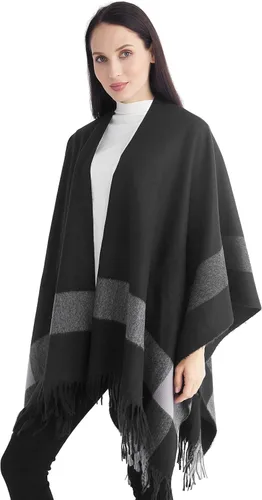 Miniatura 160 de Poncho chal para mujer, suéteres suaves y cálidos para mujer, parte delantera abierta, poncho de viaje para otoño, invierno y primavera