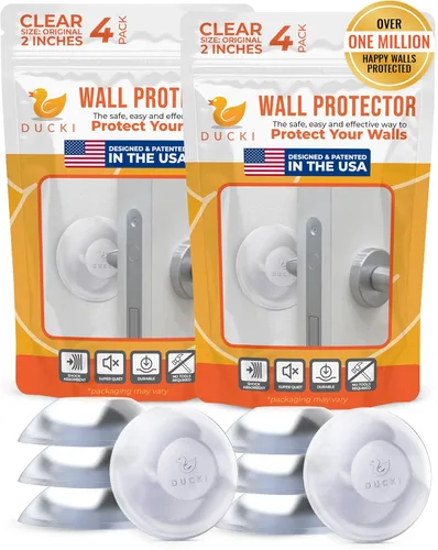 Miniatura 12 de Ducki Topes de puerta para pared de 2 pulgadas (paquete de 6 transparentes), autoadhesivos y discretos, protector de pared para pomo de puerta