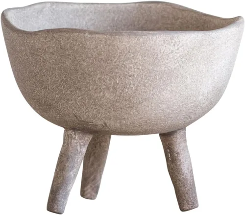Miniatura 7 de Creative Co-Op - Maceta de terracota estilo bohemio con borde orgánico, color gris pardo mate