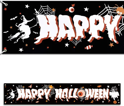 Miniatura 2 de Cartel de Feliz Halloween para fiesta de Halloween, carteles decorativos gigantes del Día de las Hallowmas para celebrar, suministros para valla