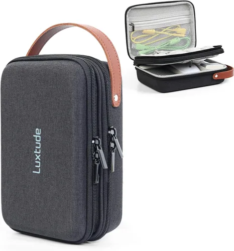 Miniatura 10 de Luxtude Tech - Funda organizadora de viaje, organizador de electrónica portátil, funda rígida con cremallera para cables de carga, cargadores