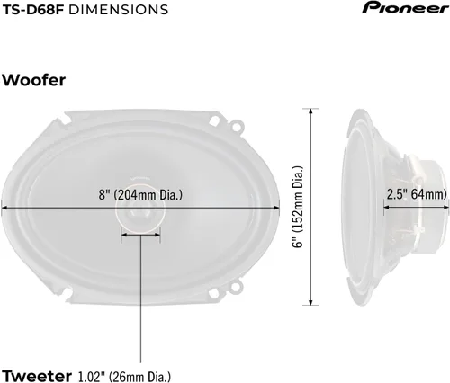 Miniatura 6 de PIONEER Serie D TS-D68F - Altavoces de 2 vías de 6 x 8 pulgadas (par) - 280 W máximo, sonido equilibrado + agudos suaves, actualización ideal