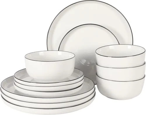 Miniatura 10 de Gibson Home Zen Buffet - Tazones de ensalada de porcelana de 41 onzas resistentes a los arañazos y a los arañazos, 4 unidades, gran capacidad, aptos