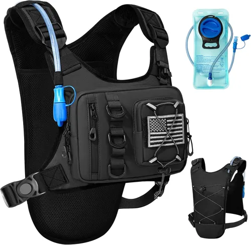 Chaleco de hidratación al aire libre para correr y senderismo, mochila de agua ligera y transpirable con vejiga de 2.0 L, bolsa de pecho sin rebote