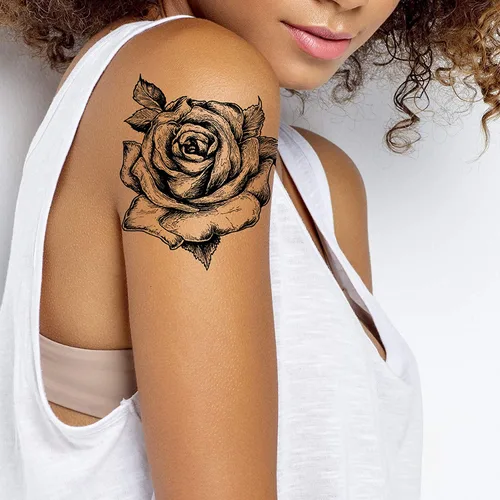 Miniatura 7 de Pegar en flores rosas flora flores adulto tatuaje temporal transferencia femenino cuerpo arte transferencias mujeres realista impermeable flora