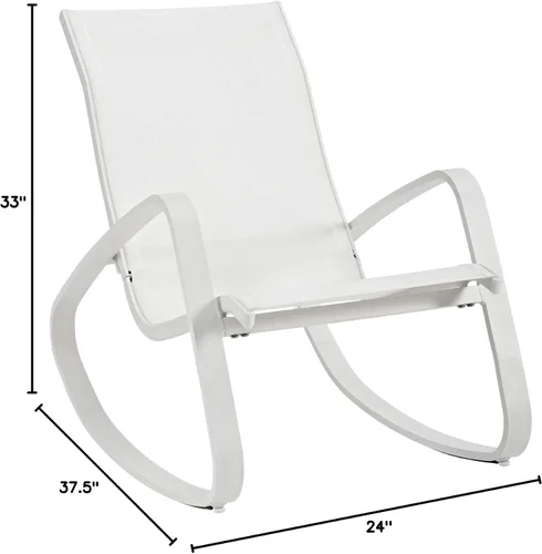 Miniatura 3 de Modway EEI-3180-WHI-WHI-SET - Juego de 2 sillas mecedoras de malla para patio al aire libre, color blanco