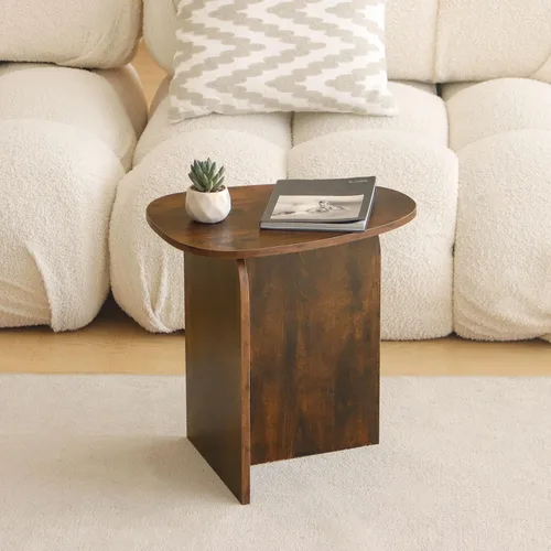 Miniatura 2 de AWASEN Mesa auxiliar, pequeña mesa auxiliar triangular para sala de estar, mesa decorativa moderna con mesa única, mini mesita de noche para Marrón