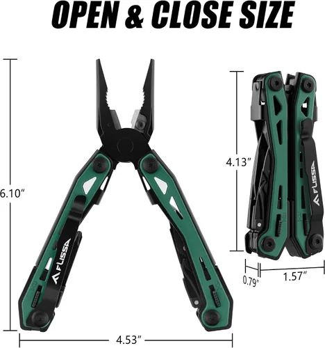 Miniatura 2 de FLISSA Alicates multiherramientas 16 en 1, regalos para hombres, multiherramienta EDC de acero inoxidable con cuchillo de bolsillo, clip