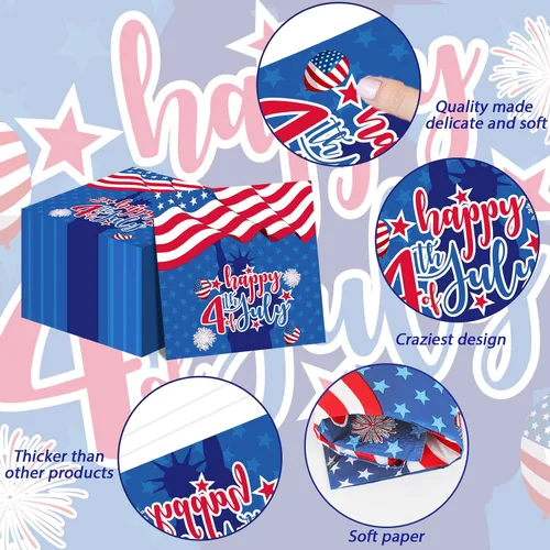 Miniatura 3 de 100 servilletas de 4 de julio para fiesta del Día de los Caídos, servilletas de papel desechables para el Día de la Independencia
