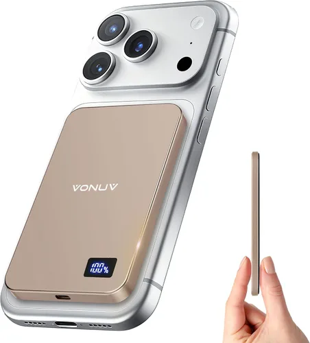 Miniatura 8 de Cargador portátil magnético de 5000 mAh, cargador inalámbrico ultra delgado de 15 W, carga rápida para iPhone 17/16/15/14/13/12 Pro/Pro Max/Plus