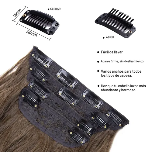 Miniatura 3 de 4 extensiones de cabello sintético con clip, extensiones de cabello rizado de 20 pulgadas de largo con clip (color: marrón medio)