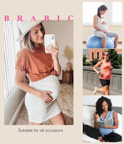 Miniatura 4 de BRABIC Bragas de maternidad sin costuras para mujer, ropa interior de embarazo de cintura alta, ropa interior con soporte para el vientre, paquete
