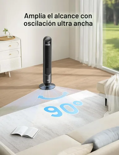 Miniatura 5 de Dreo - Ventilador de torre para dormitorio, ventiladores de pie oscilantes de 90° para habitación con 4 velocidades, 3 modos, silencioso de 28dB